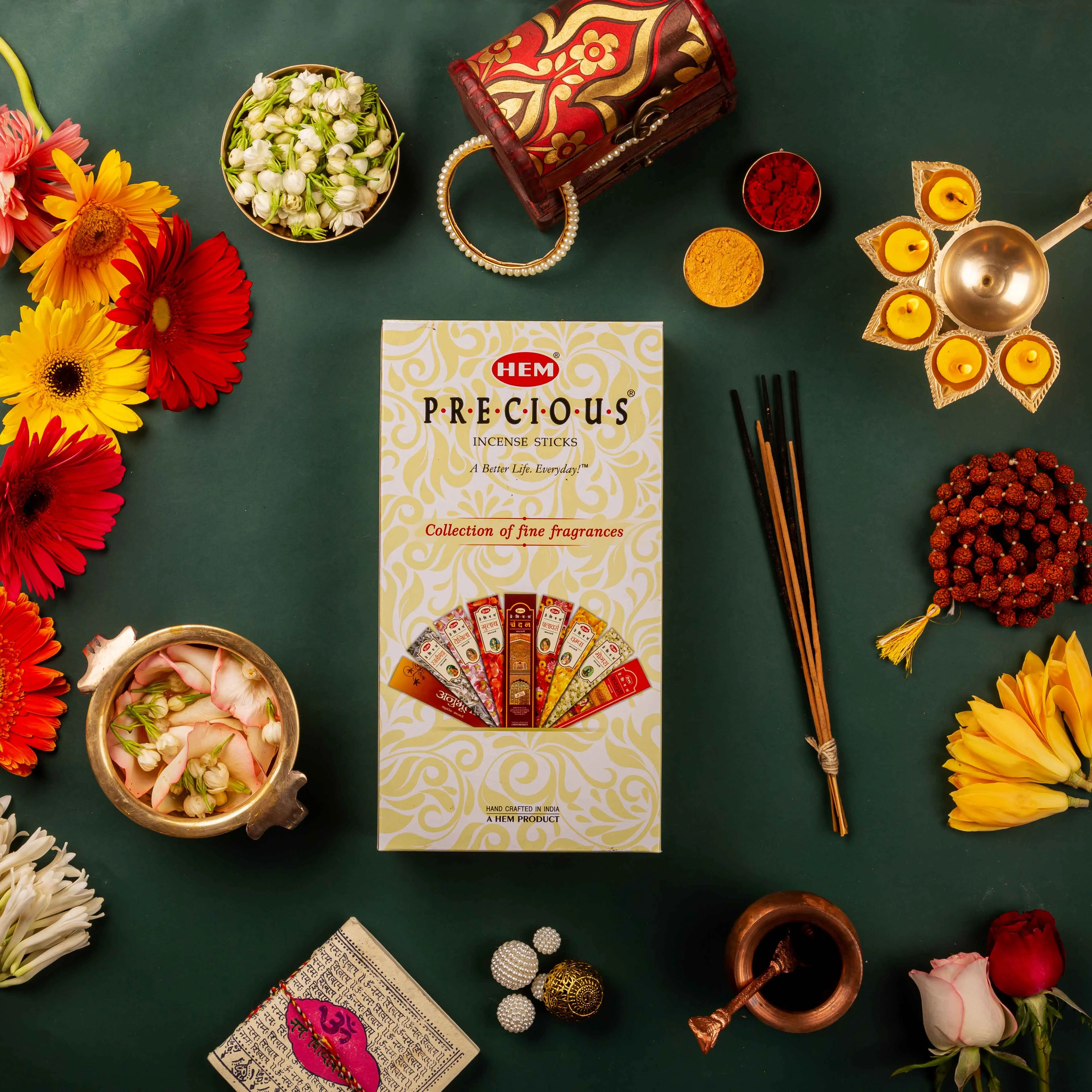 » HEM Precious 8 Assorted Incense Sticks Packs of 8 (15g Each)   2 Anubhuti Masala Incense Sticks (20g Each) (100% off)