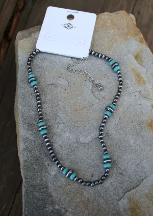 0048 TURQ AND SILVER CHOKER NL