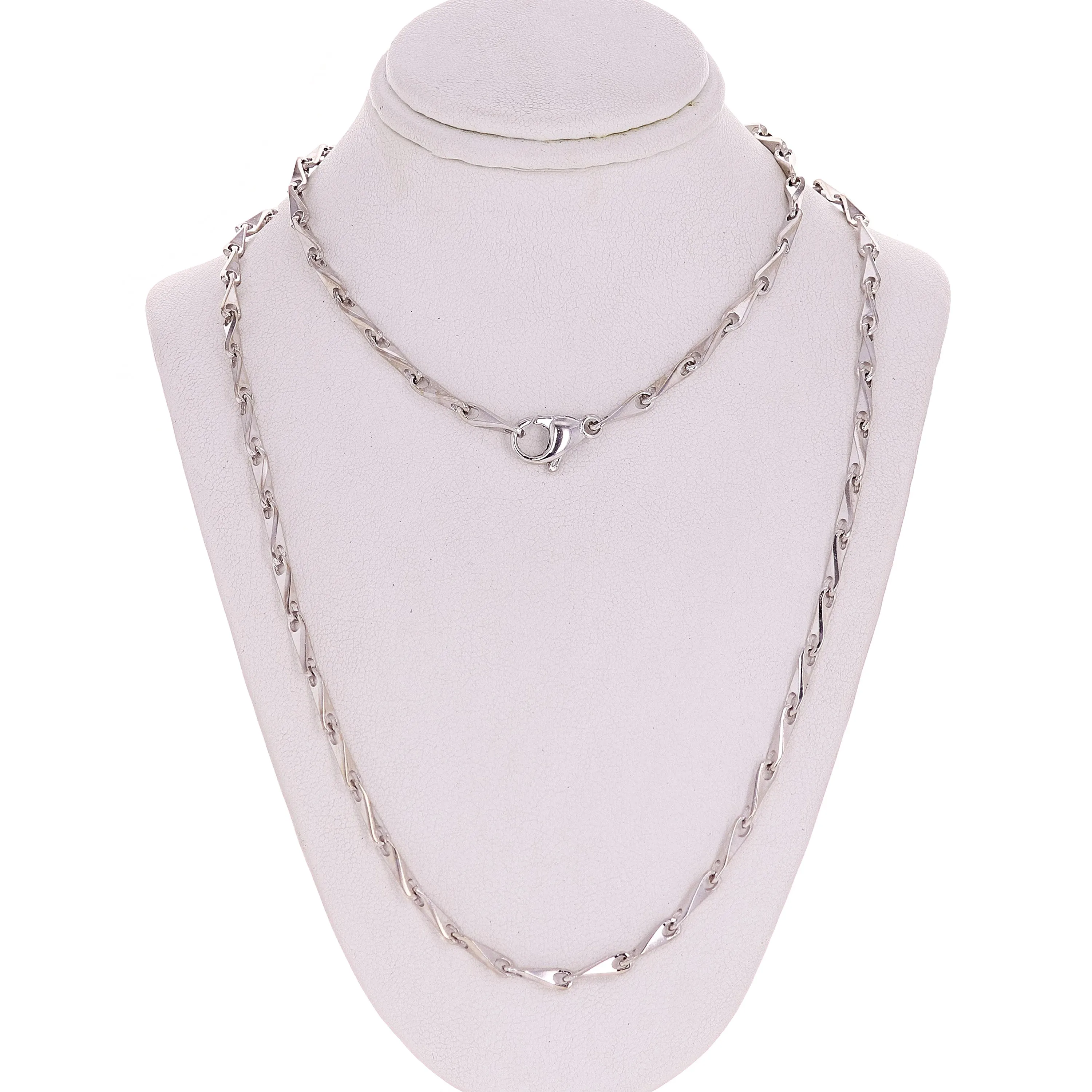 10k White Gold Solid Handmade Fashion Link Necklace 20" 3mm 26.5 grams