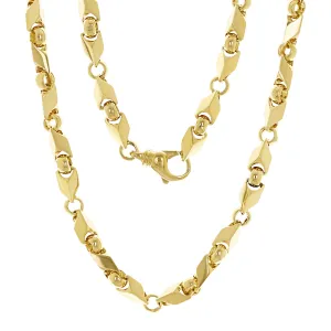 10k Yellow Gold Handmade Fashion Link Necklace 28" 7mm 91 grams