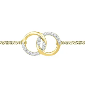 10K Yellow Gold Womens Round Diamond Linked Circle Fashion Bracelet 1/10 Cttw