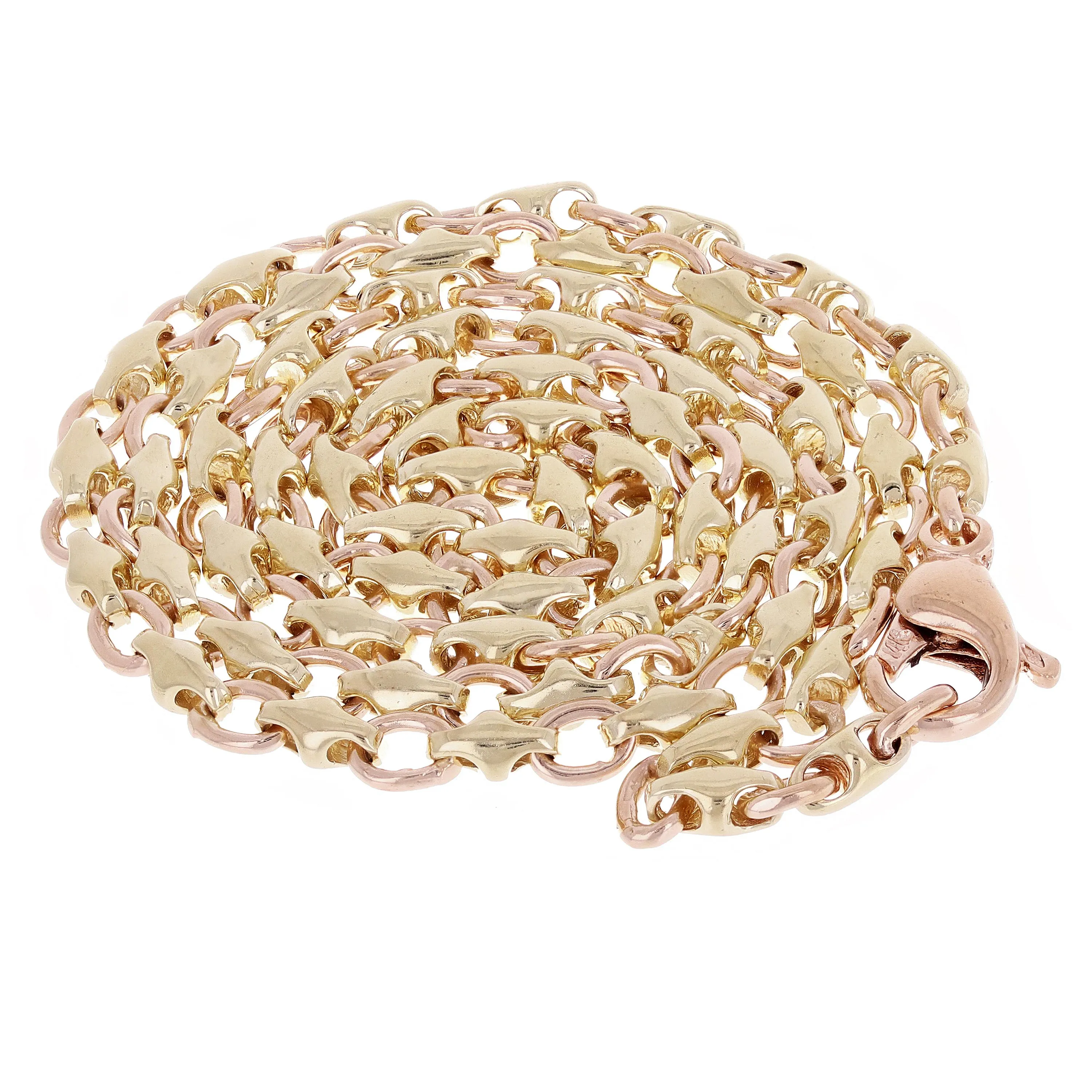 10k Yellow White or Rose Gold Solid Handmade Fashion Link Necklace 4mm 20" - 28"