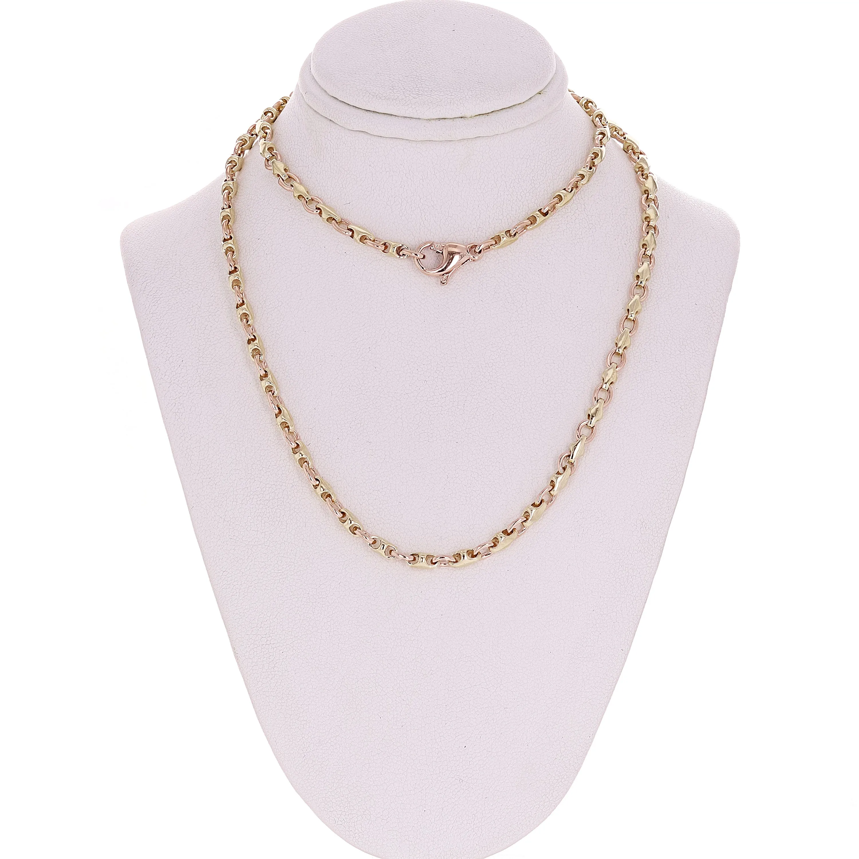 10k Yellow White or Rose Gold Solid Handmade Fashion Link Necklace 4mm 20" - 28"