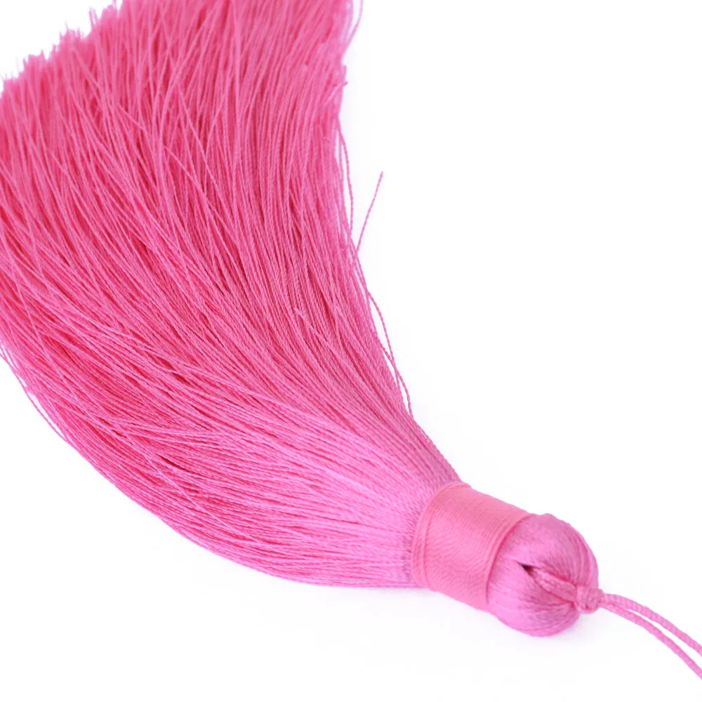 12cm Pink Color Silky Jewelry Tassels, Handmade Long Jewelry Making Tassels,Quality Fashion Tassels, 6pcs/lot