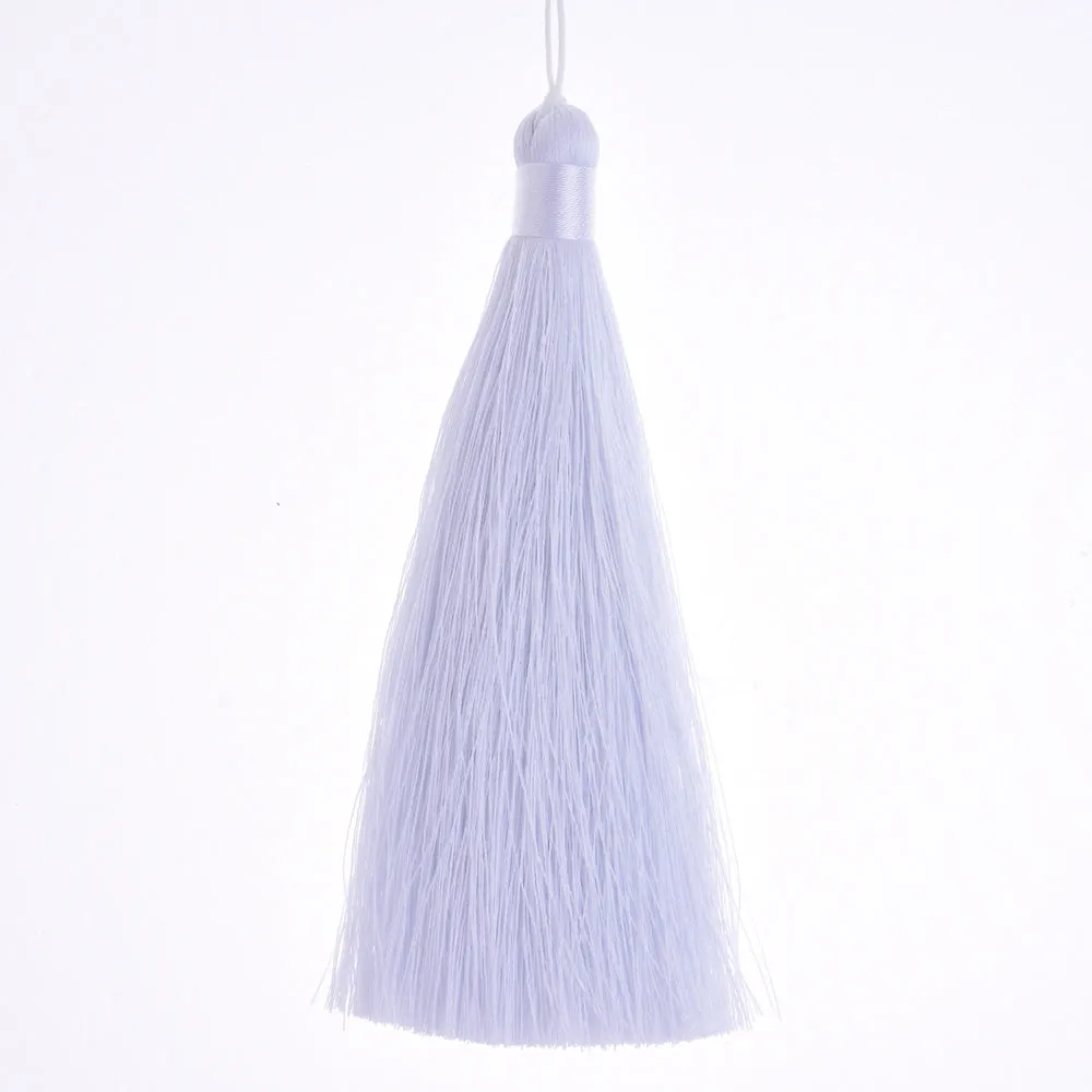 12cm White Silky Jewelry Tassels, Handmade Long Jewelry Making Tassels,Quality Fashion Tassels, 6pcs/lot