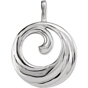 14K White Circle Pendant