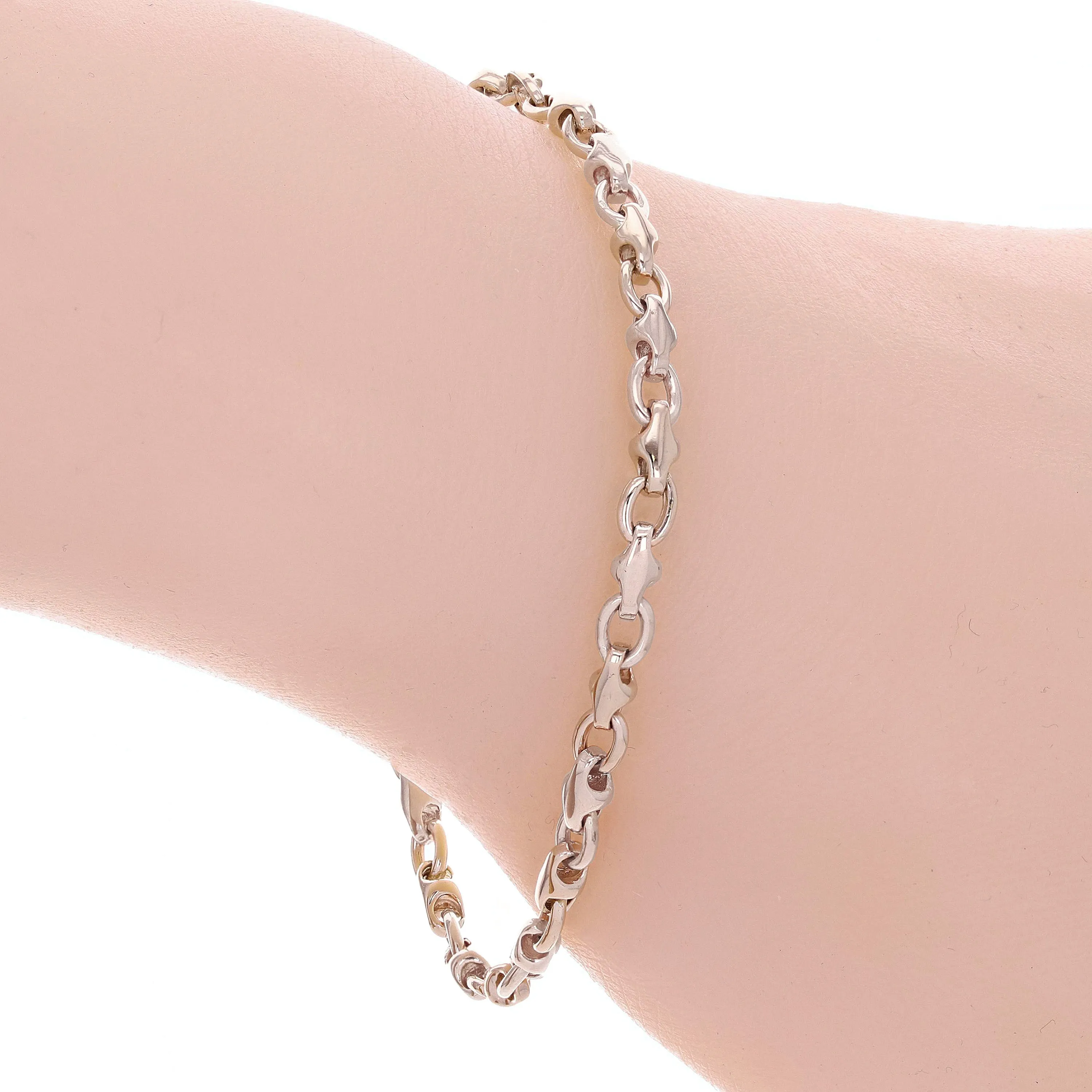 14k White Gold Solid Handmade Fashion Link Necklace 22" 4mm 28.6 grams