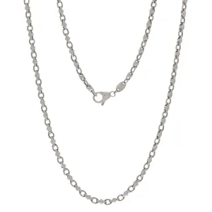 14k White Gold Solid Handmade Fashion Link Necklace 22" 4mm 28.6 grams