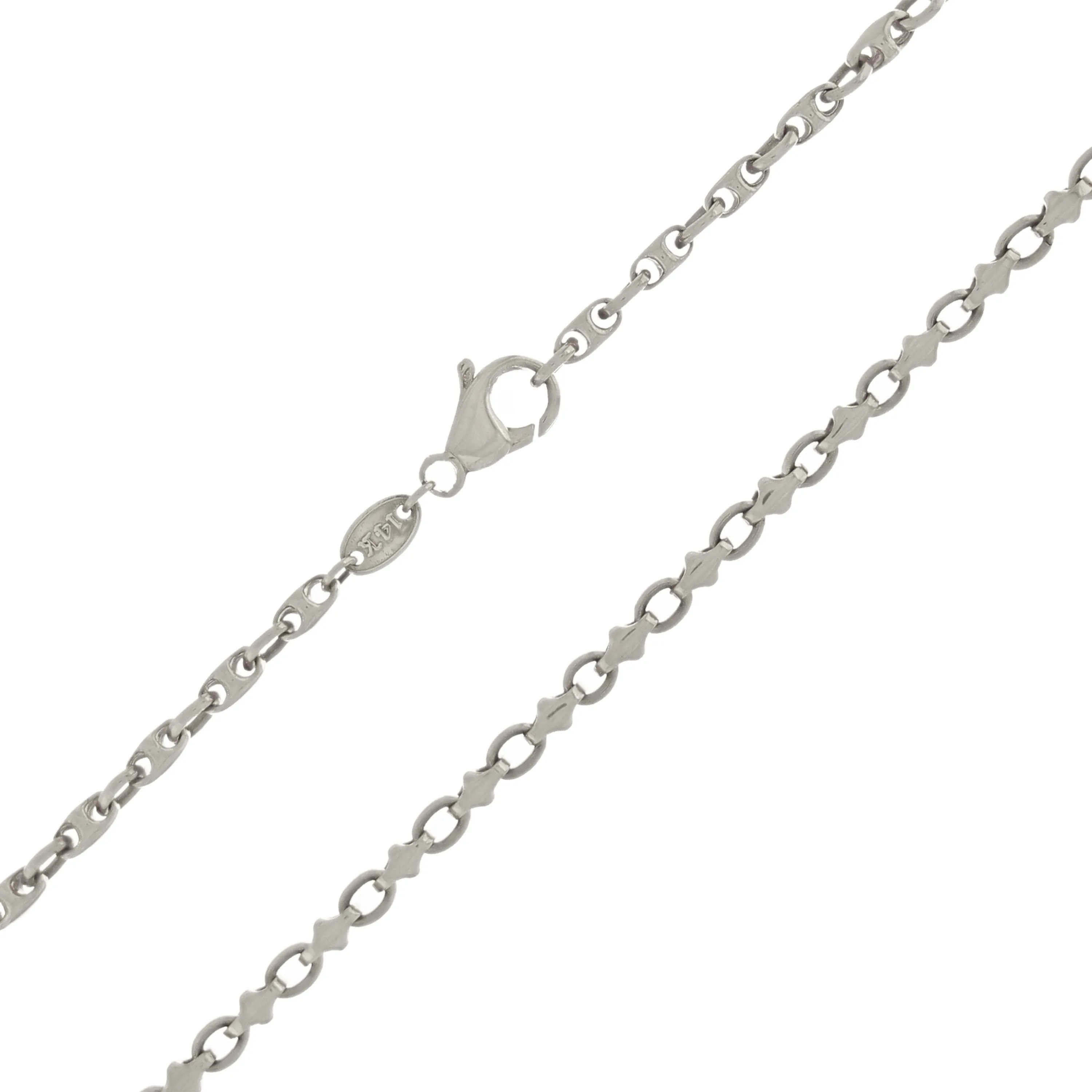 14k White Gold Solid Handmade Fashion Link Necklace 22" 4mm 28.6 grams
