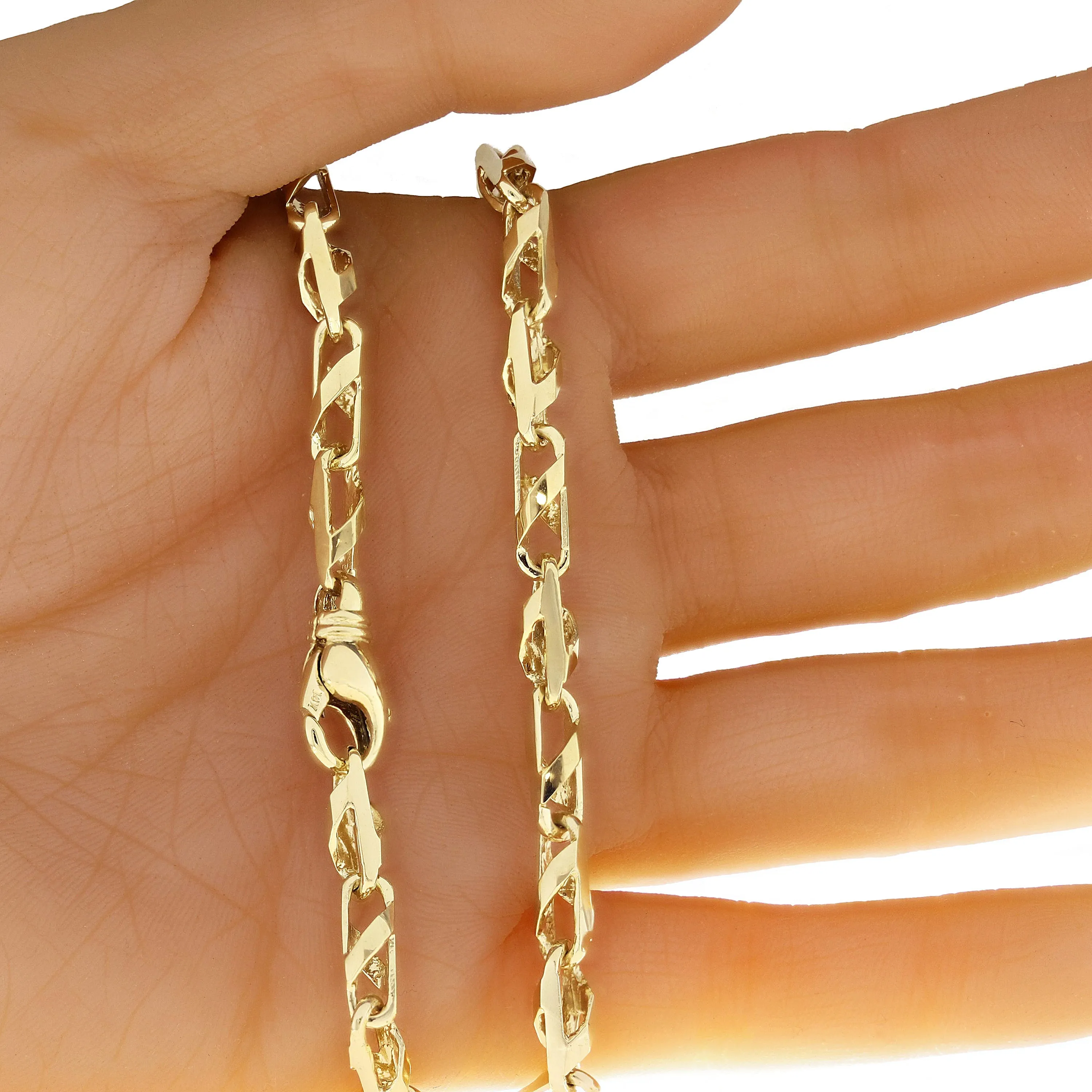 14k Yellow Gold Handmade Fashion Link Necklace 22" 5.5mm 62 grams