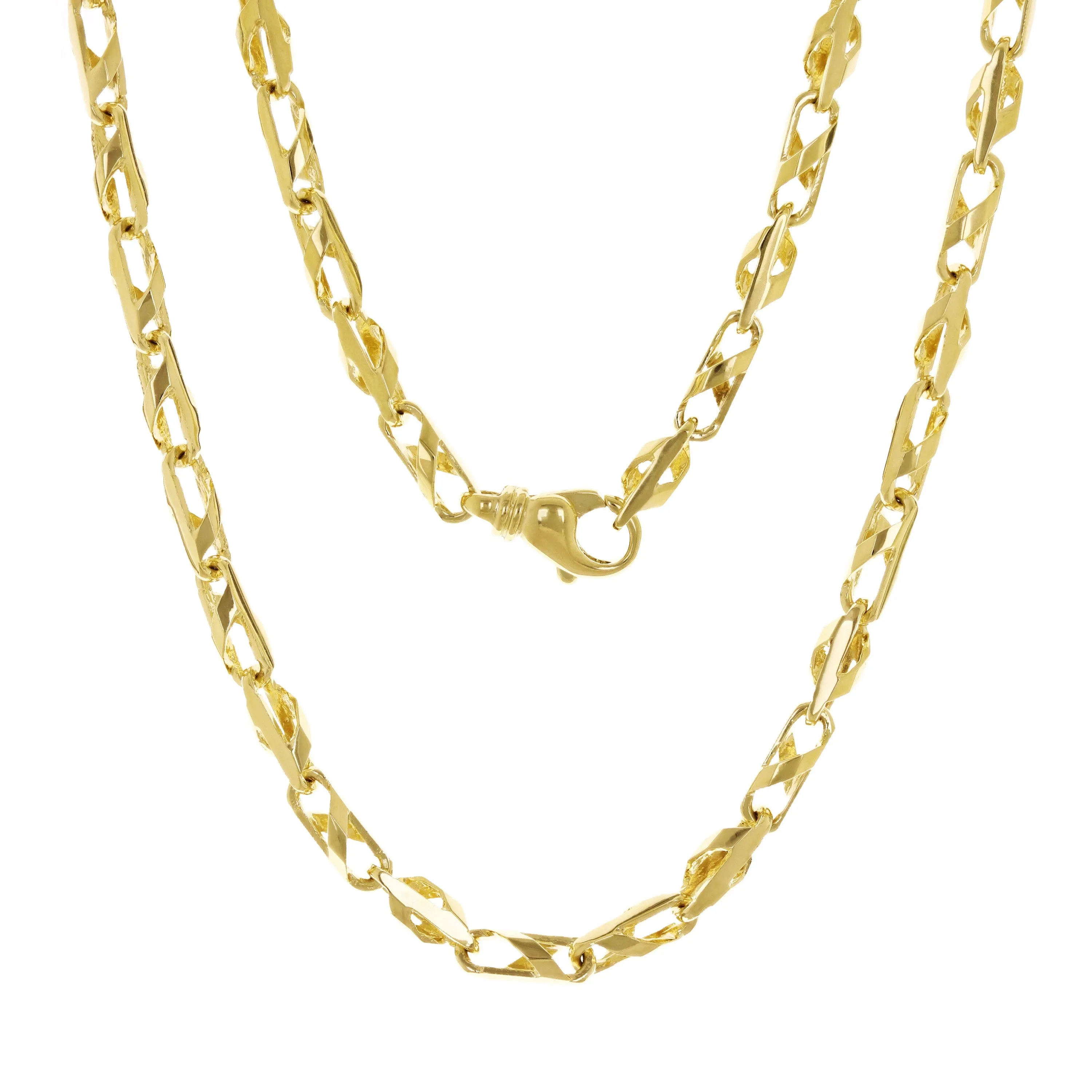 14k Yellow Gold Handmade Fashion Link Necklace 22" 5.5mm 62 grams