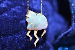 14K Yellow Gold Handmade Freeform Opal Cloud Pendant