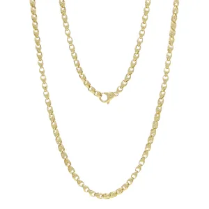 14k Yellow Gold Solid Handmade Fashion Link Necklace 20" - 28" 4.4mm
