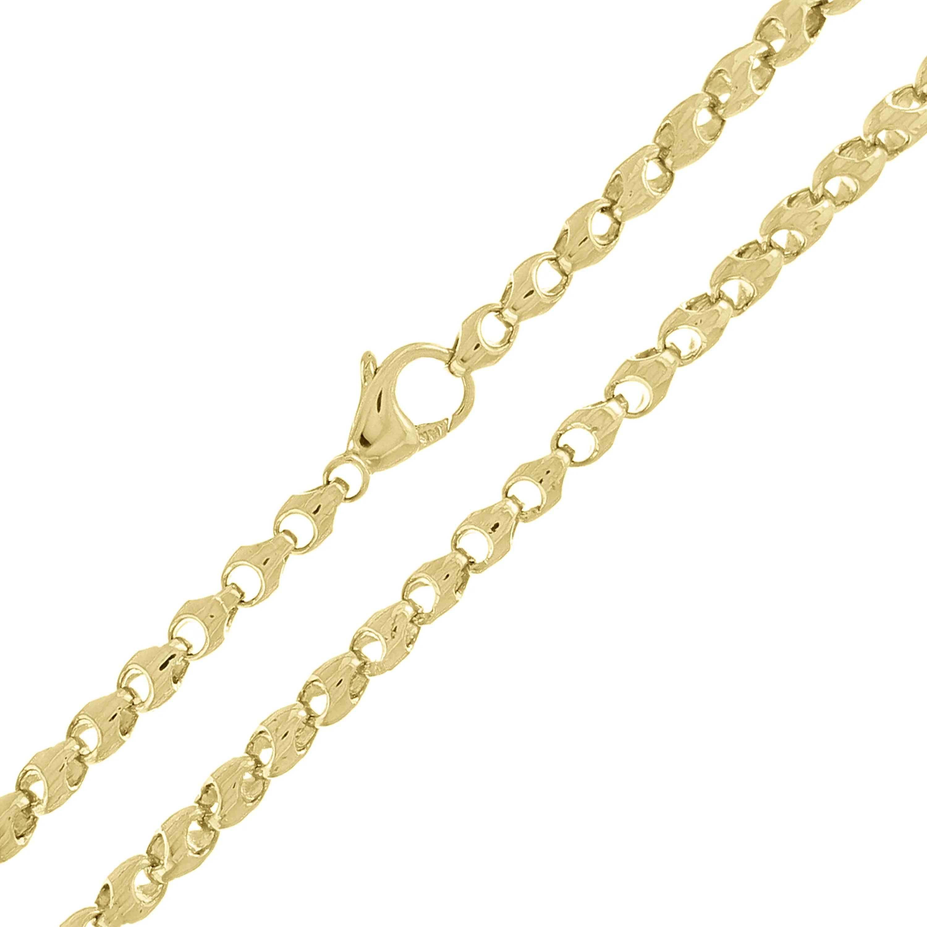 14k Yellow Gold Solid Handmade Fashion Link Necklace 20" - 28" 4.4mm