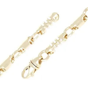 14k Yellow White or Rose Gold Handmade Fashion Link Bracelet 8"