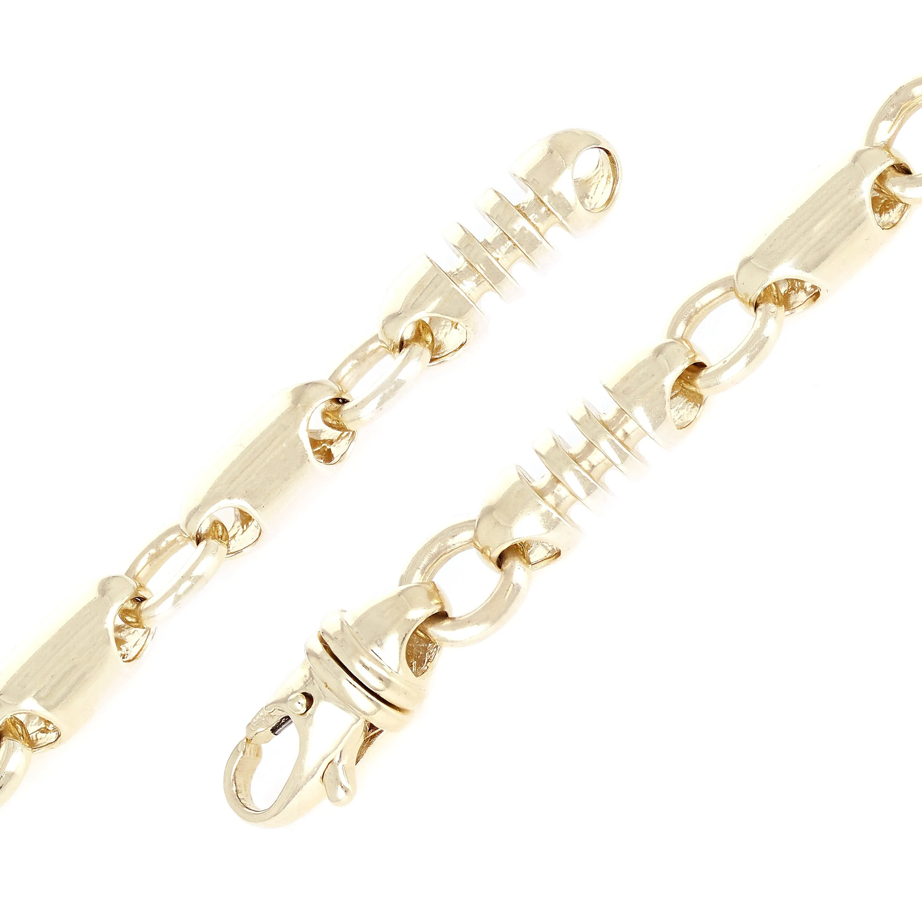 14k Yellow White or Rose Gold Handmade Fashion Link Bracelet 8"