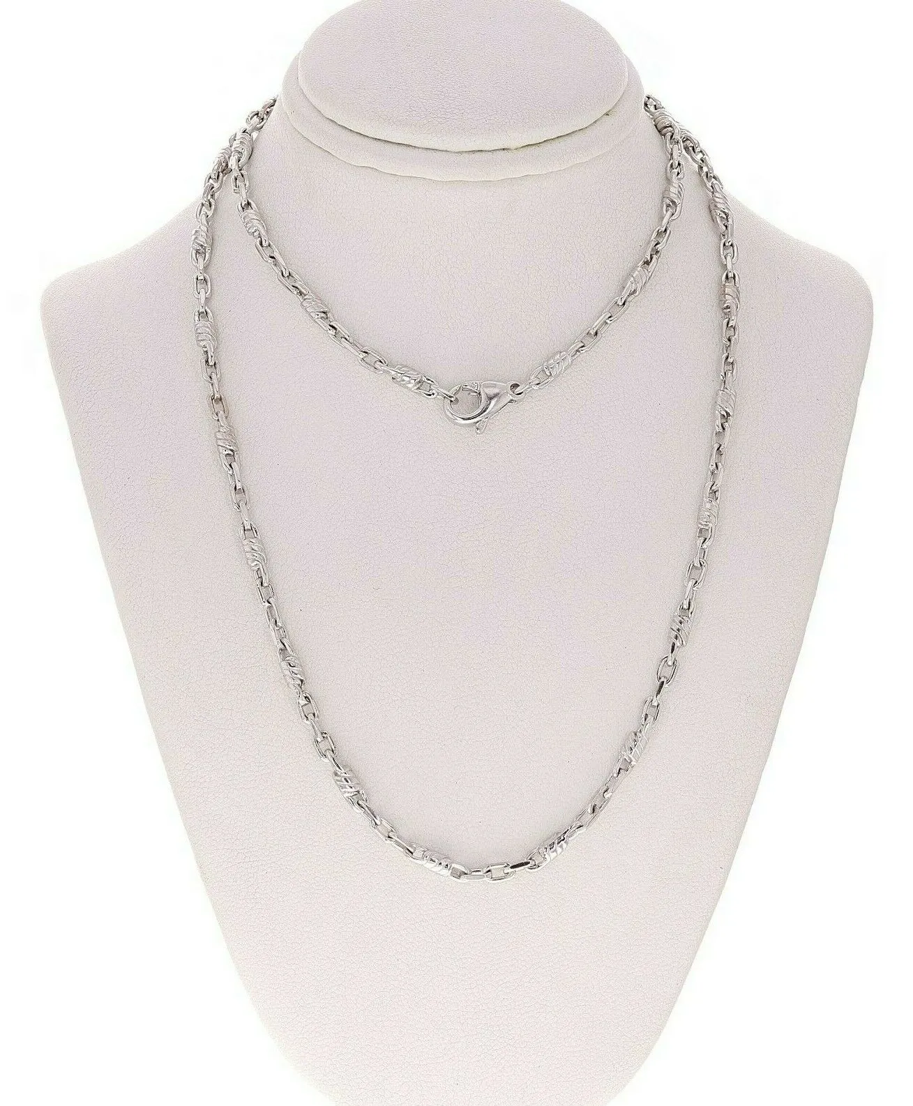 14k Yellow White or Rose Gold Handmade Fashion Link Necklace 24" 3.2mm