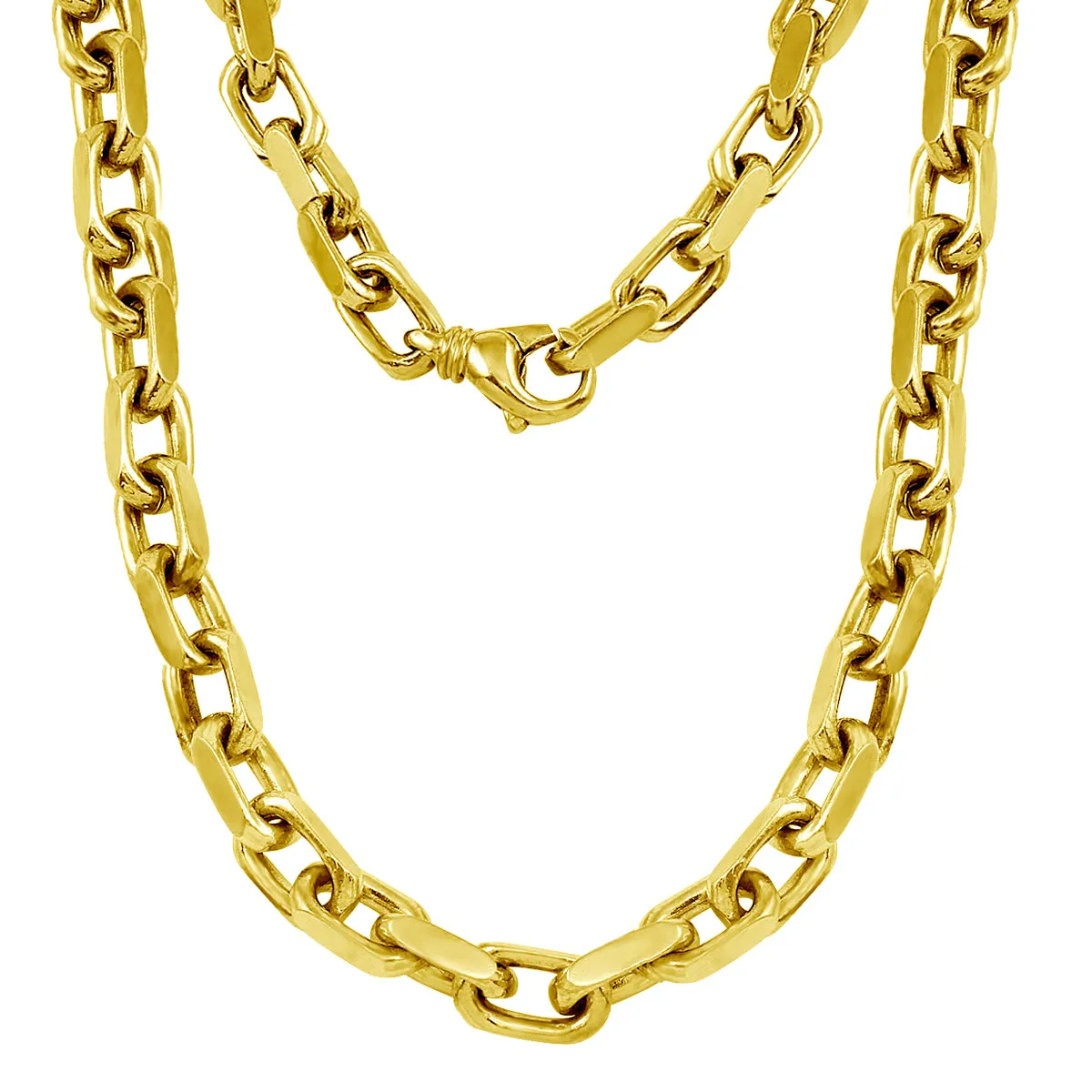 14k Yellow White or Rose Gold Handmade Fashion Link Necklace 7.94mm Various Size