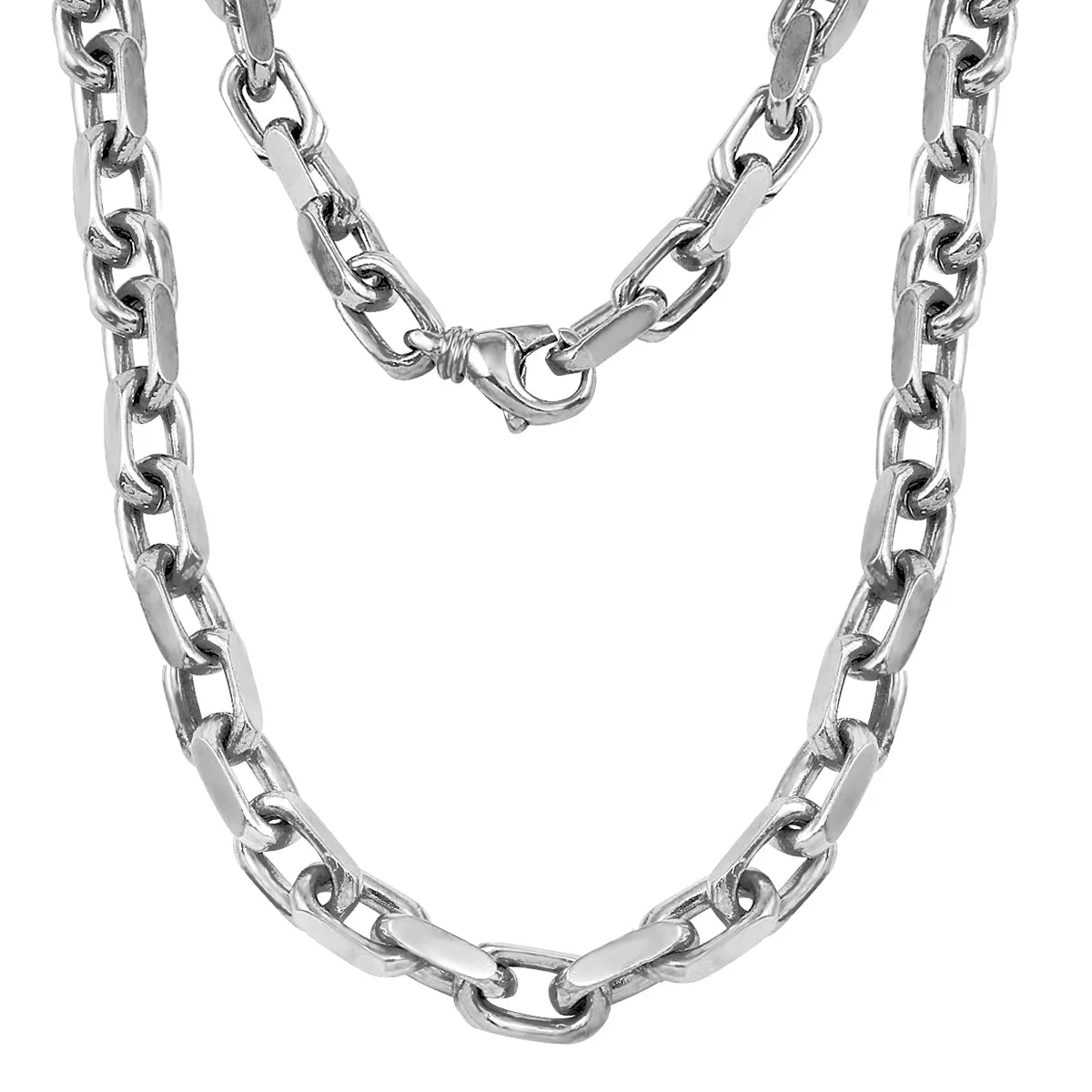 14k Yellow White or Rose Gold Handmade Fashion Link Necklace 7.94mm Various Size