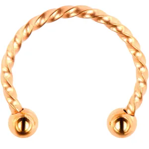 16 Gauge 1/2 Rose Gold Tone Twisted Horseshoe Circular Barbell