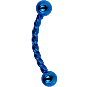 16 Gauge 3/8 Blue IP Seriously Twisted Curved Eyebrow Ring