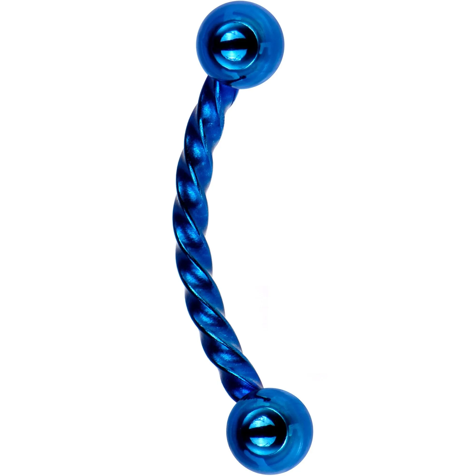 16 Gauge 3/8 Blue IP Seriously Twisted Curved Eyebrow Ring
