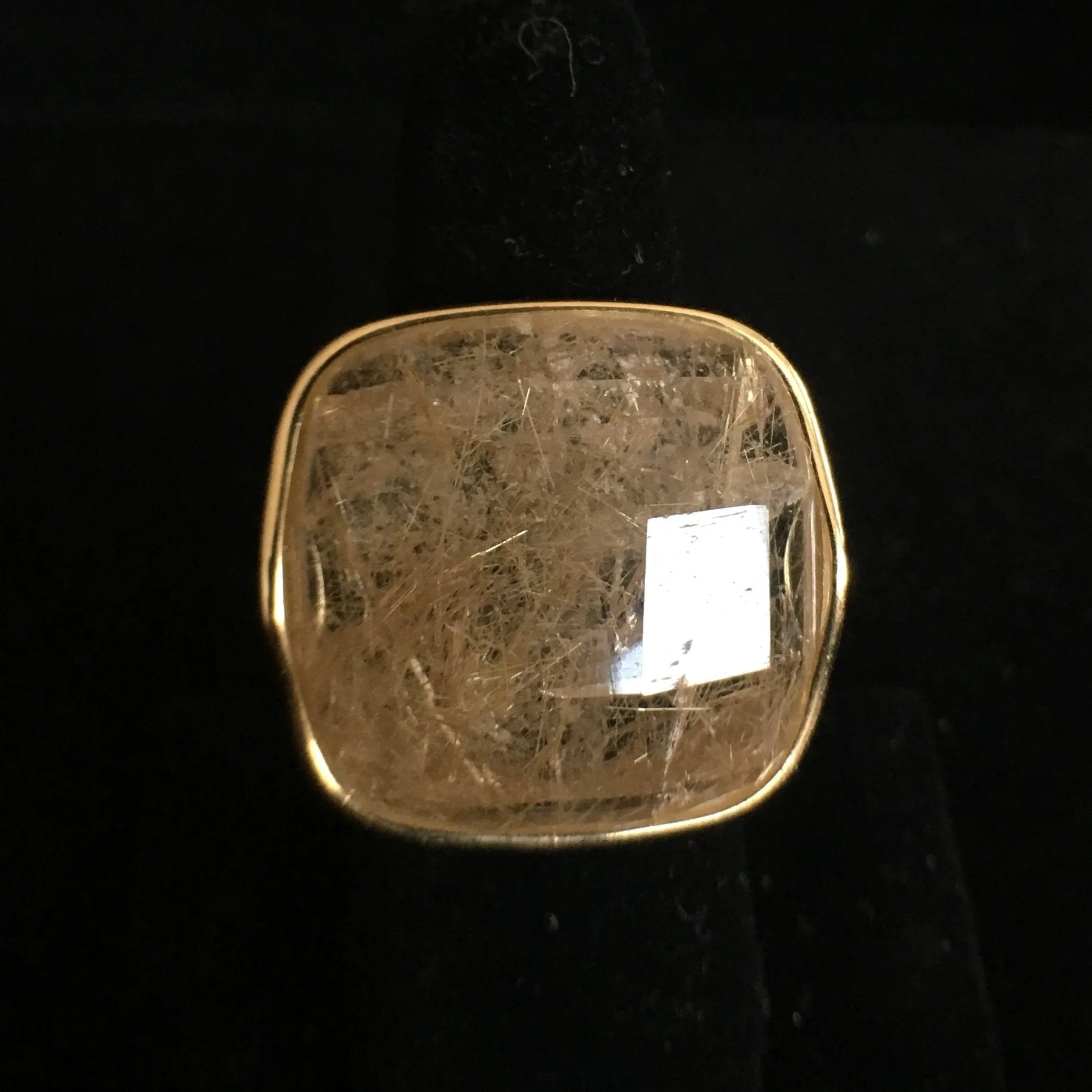 18K Gold Plated Rutilated Quartz Ring