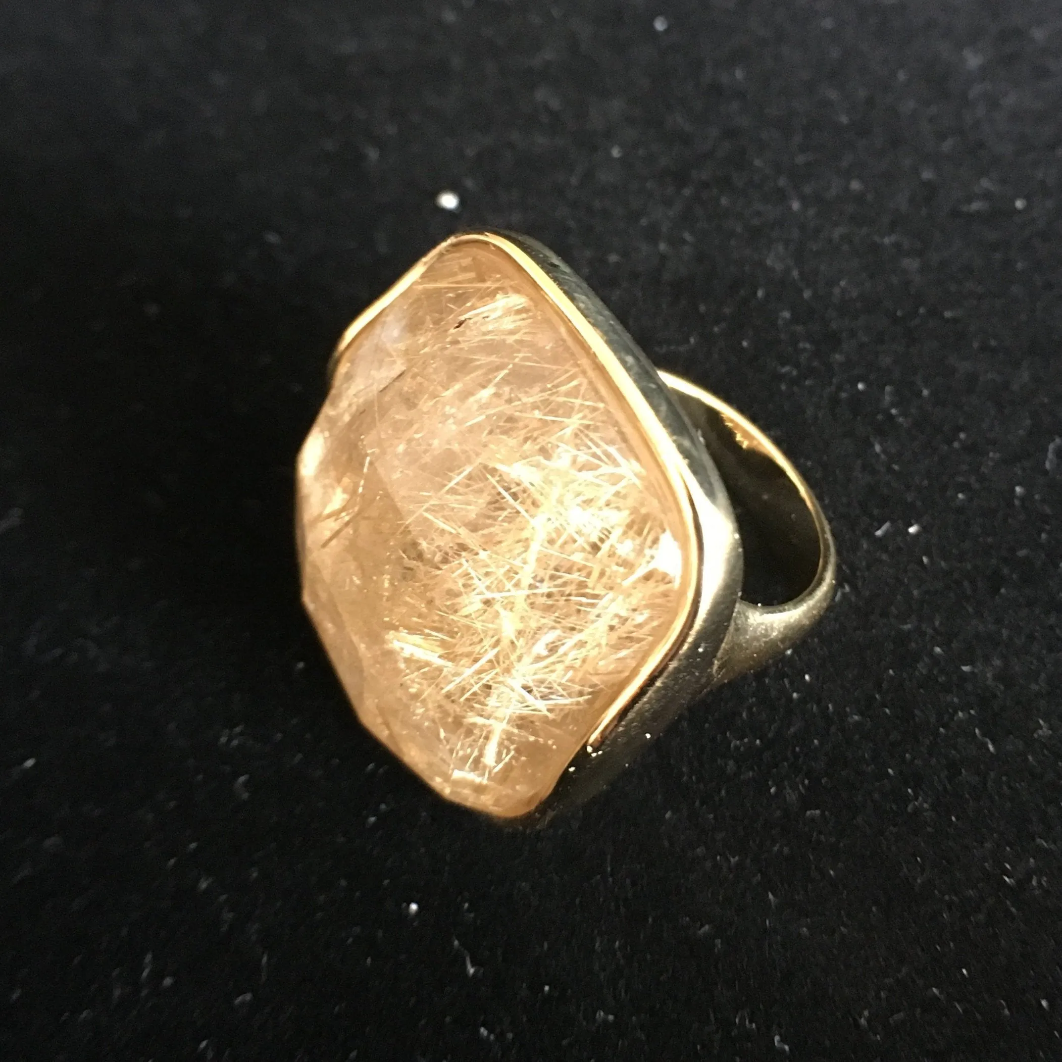18K Gold Plated Rutilated Quartz Ring
