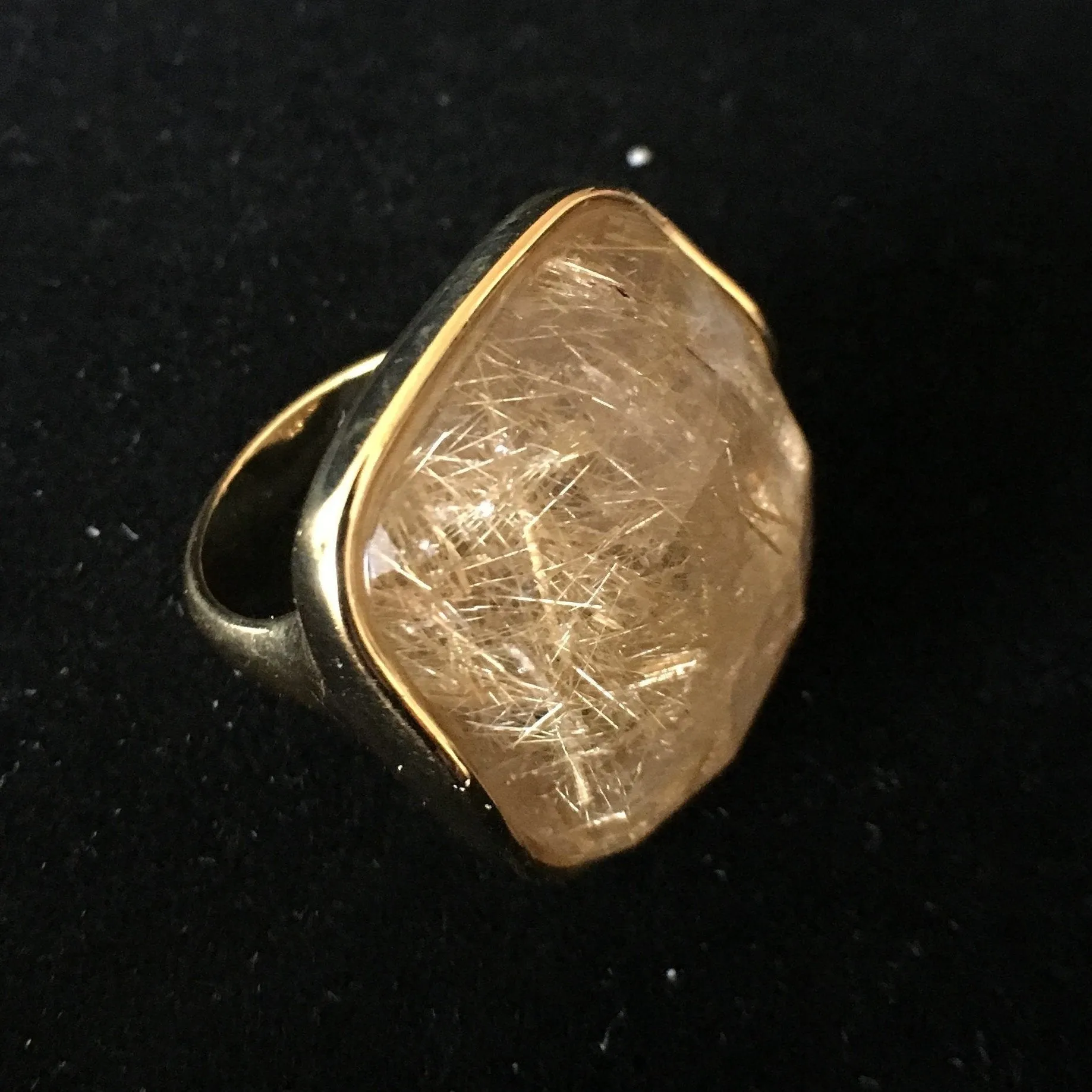 18K Gold Plated Rutilated Quartz Ring