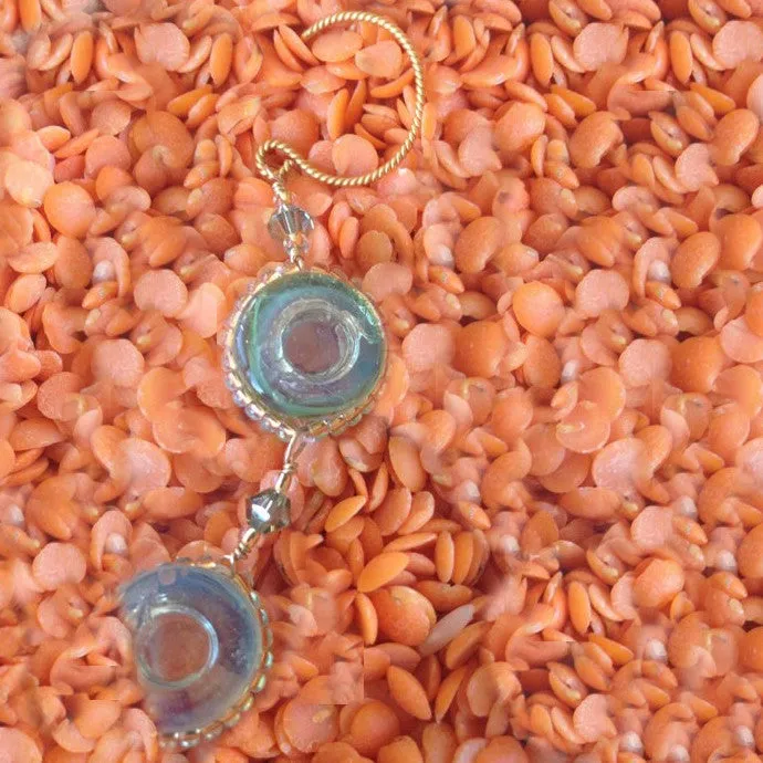 24k Gold Plated Earrings with Aqua Murano Glass