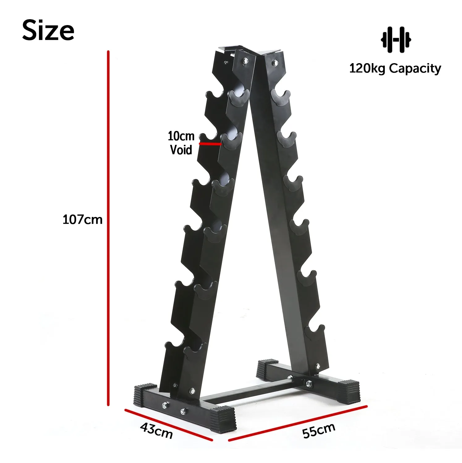 2.5kg - 15kg Round Dumbbell Set & Rack | 6 Pairs