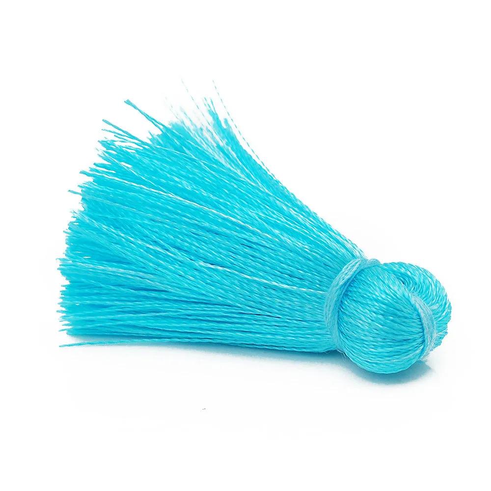 3cm Silky Tassels,Light Blue Fashion Mala Necklace Tassels, Handmade Jewelry Tassels, 20pcs/lot