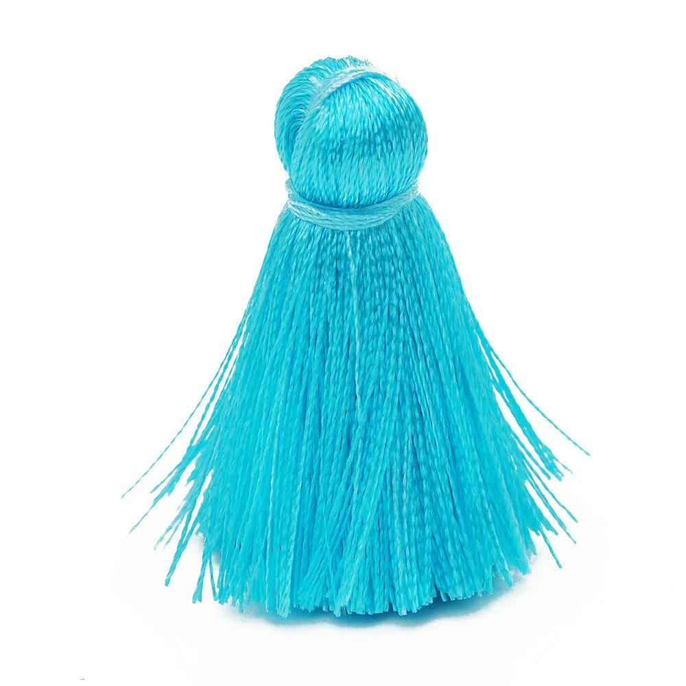 3cm Silky Tassels,Light Blue Fashion Mala Necklace Tassels, Handmade Jewelry Tassels, 20pcs/lot