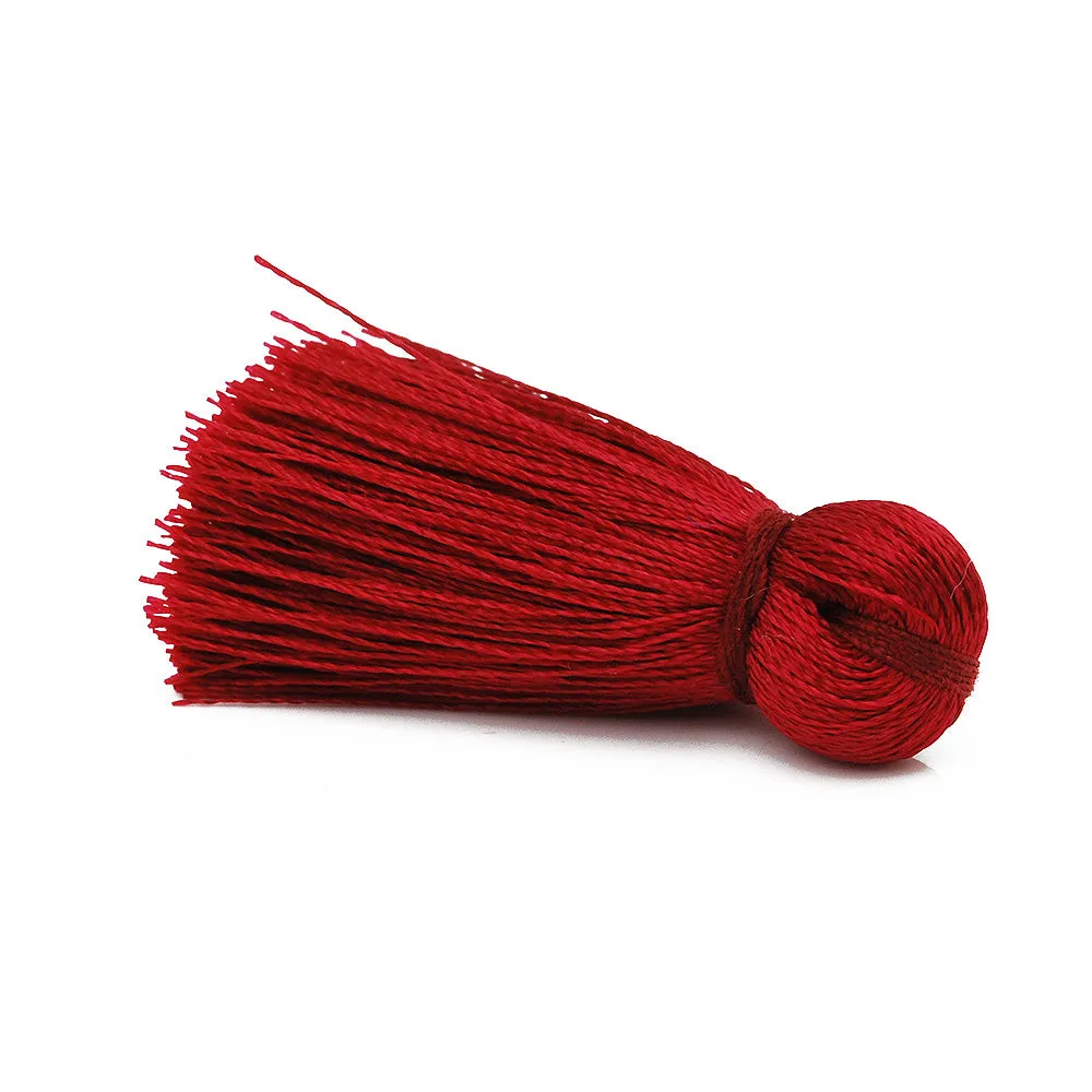 3cm Silky Tassels,Red Wine Fashion Mala Necklace Tassels, Handmade Jewelry Tassels, 20pcs/lot