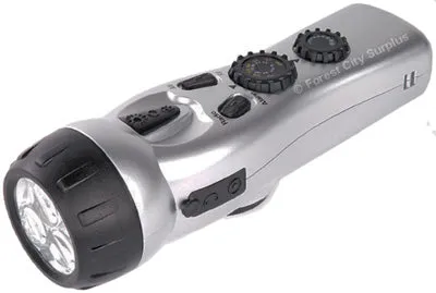 4 In 1 L.E.D. Crank Flashlight