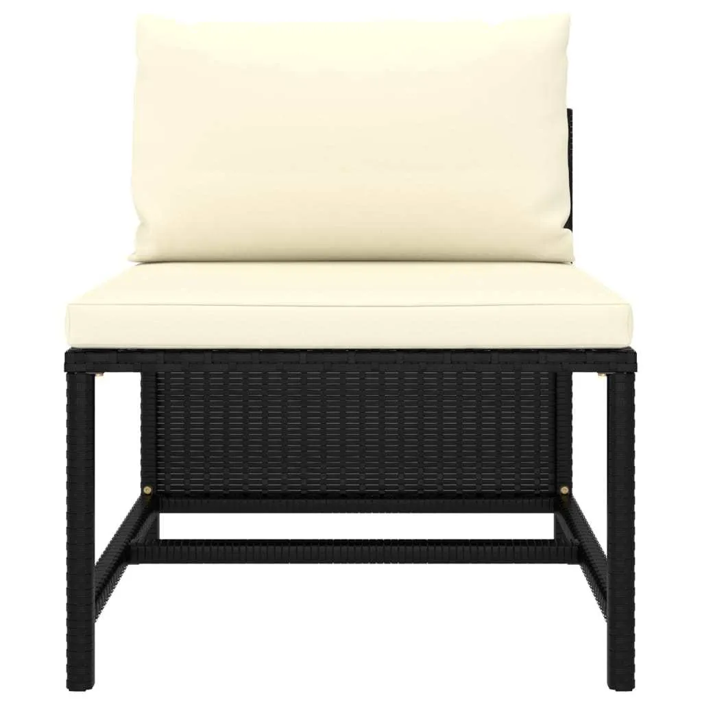 4-Seater Garden Sofa with Cushions Black Poly Rattan