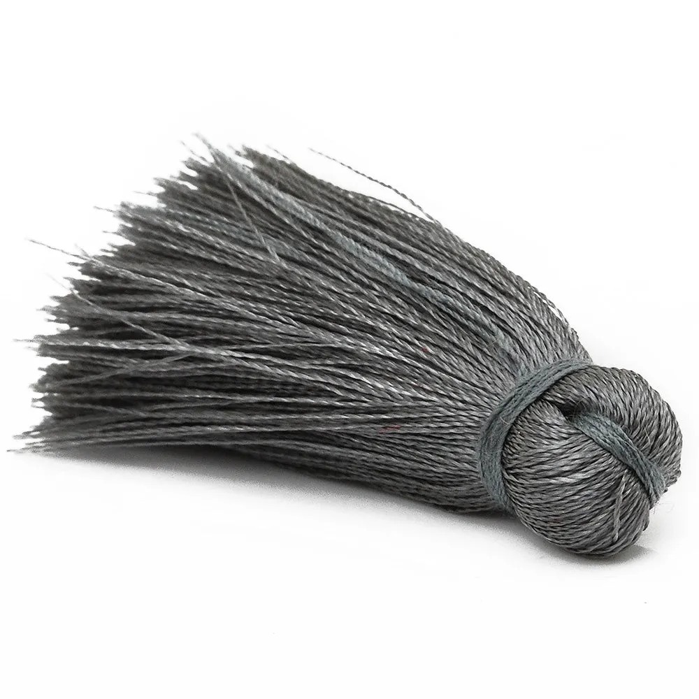 4cm Silky Tassels,Deep Gray  Handmade Long Jewelry Tassels,Fashion Mala Necklace Tassels, 20pcs/lot