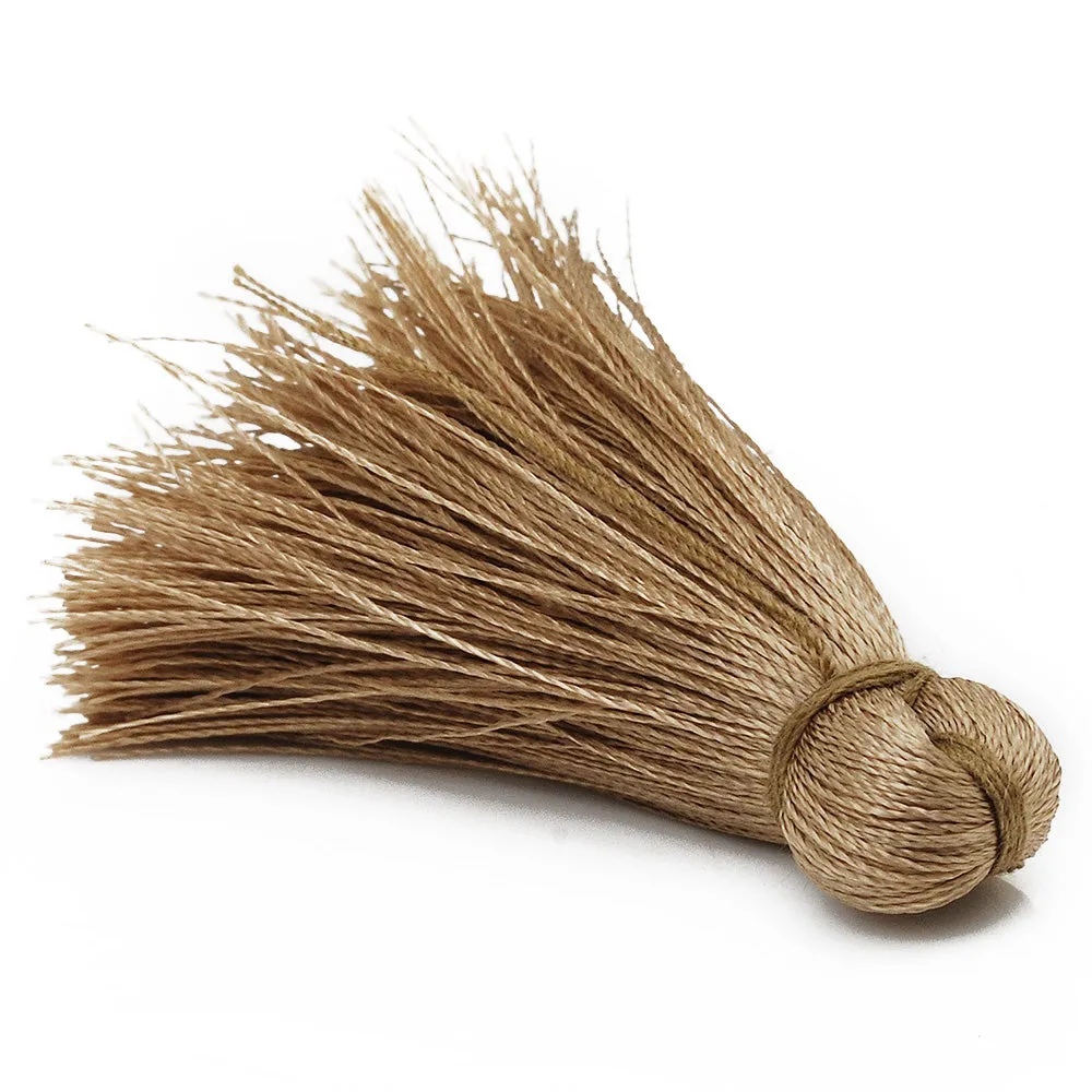 4cm Silky Tassels,Khaki Handmade Long Jewelry Tassels,Fashion Mala Necklace Tassels, 20pcs/lot
