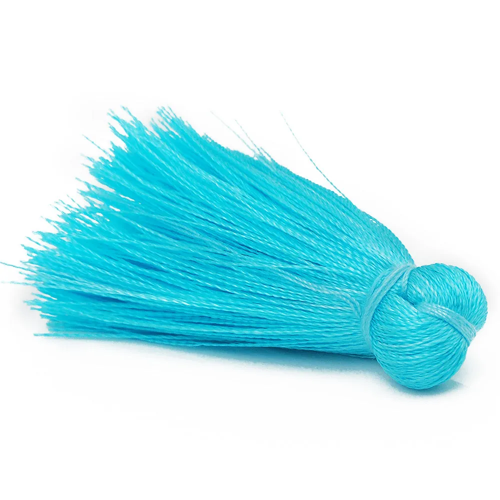 4cm Silky Tassels,Light Blue Handmade Long Jewelry Tassels,Fashion Mala Necklace Tassels, 20pcs/lot