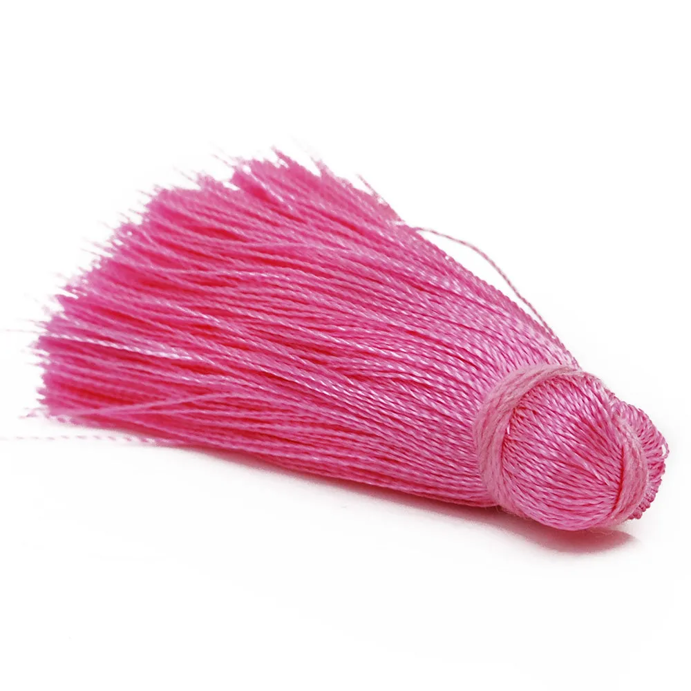 4cm Silky Tassels,Pink  Handmade Long Jewelry Tassels,Fashion Mala Necklace Tassels, 20pcs/lot