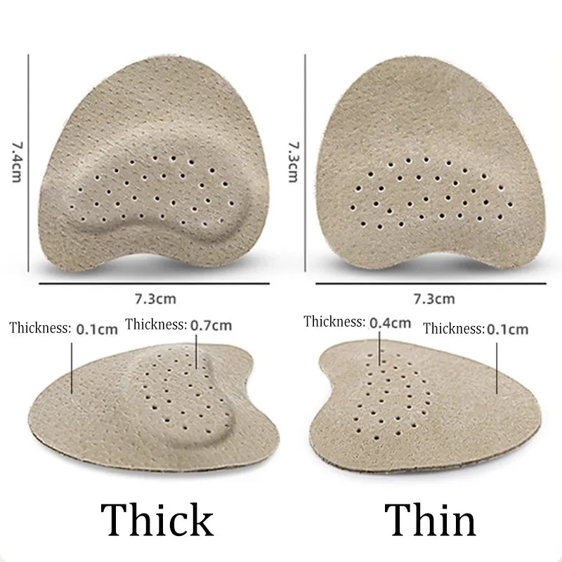 4pcs Genuine Leather Anti-Slip Forefoot Pads High Heels Pain Relief Shoe Cushion Inserts