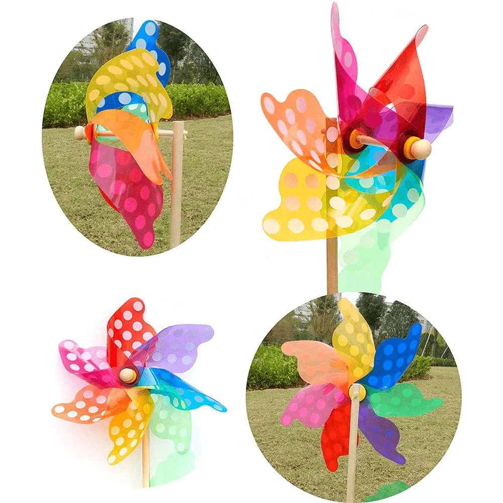 6 Pack Colorful Garden Wind Wheel Spinners
