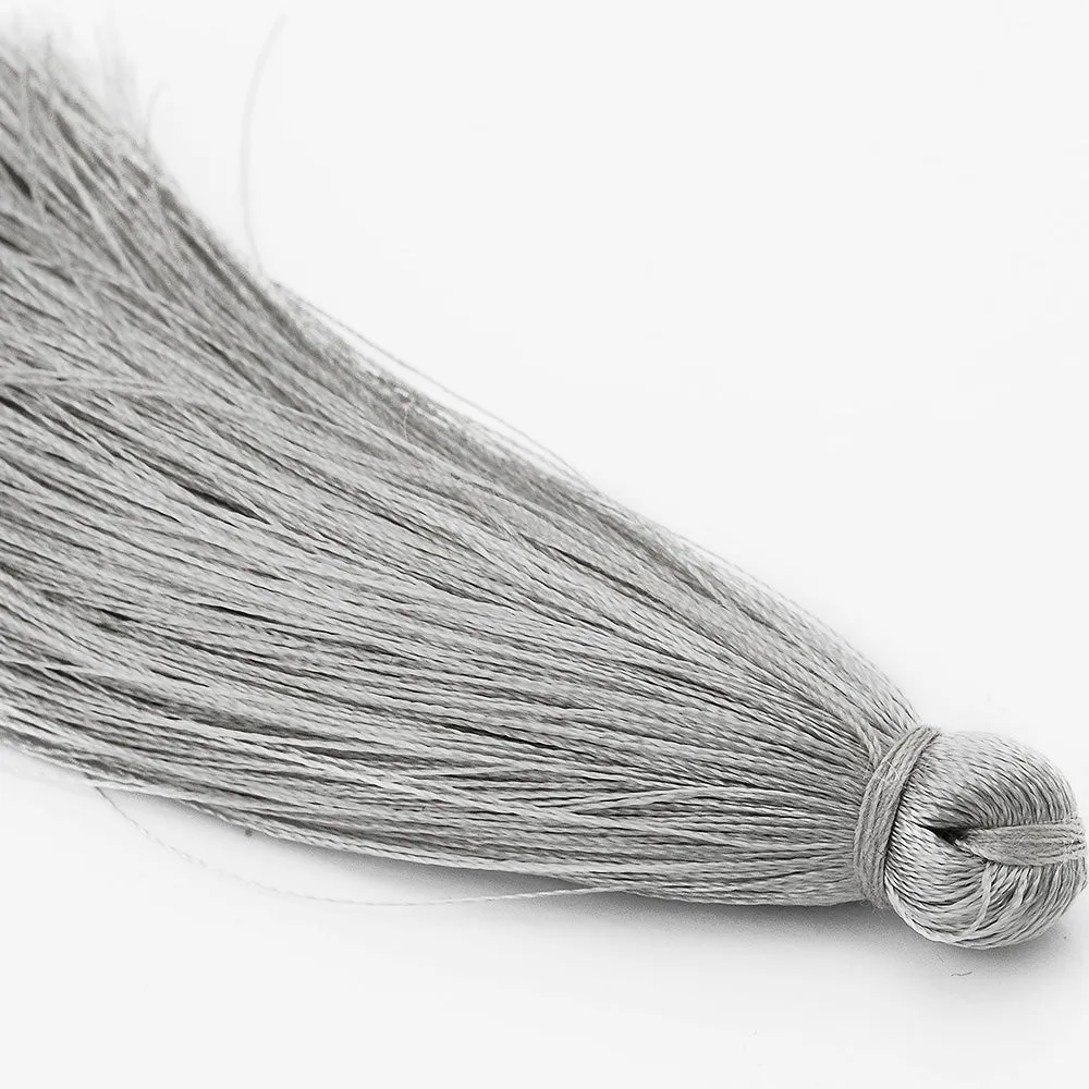 8cm Silky Tassels,Handmade Long Jewelry Tassels,Silver Gray Fashion Mala Necklace Tassels, 20pcs/lot