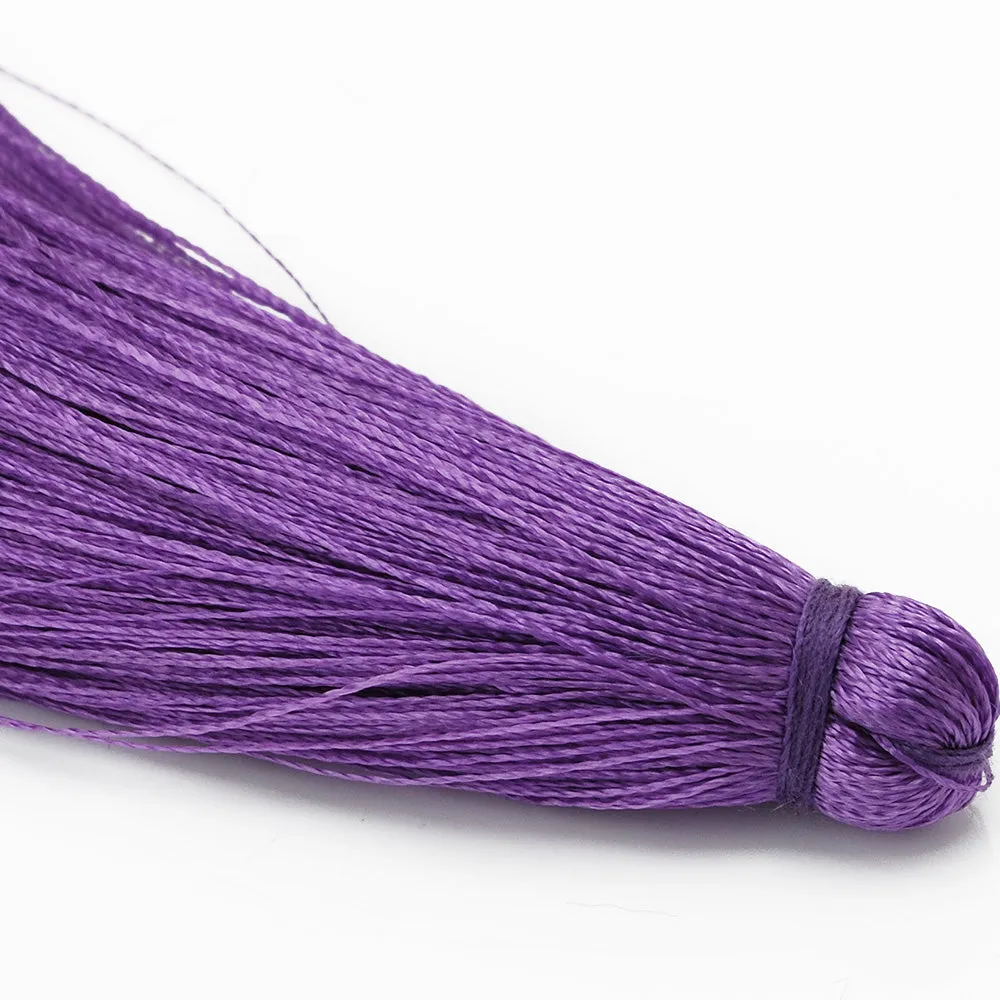 8cm Silky Tassels,Korea Handmade Long Jewelry Tassels,Purple Fashion Mala Necklace Tassels, 20pcs/lot