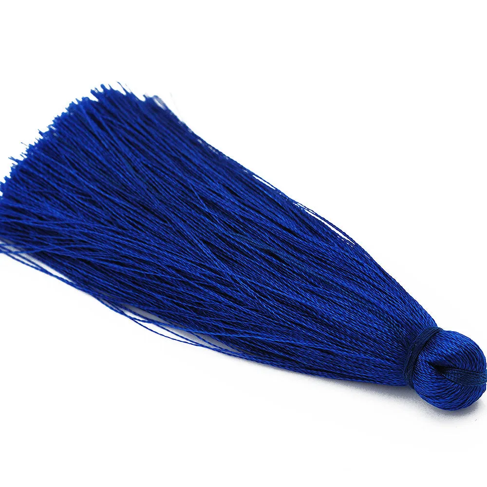 8cm Silky Tassels,Korea Handmade Long Jewelry Tassels,Sapphire blue Fashion Mala Necklace Tassels, 20pcs/lot