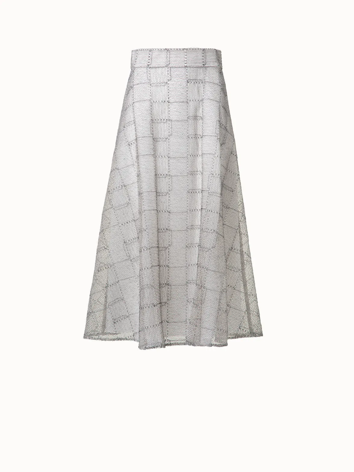 A-Line Square on Tulle Embroidery Midi Skirt
