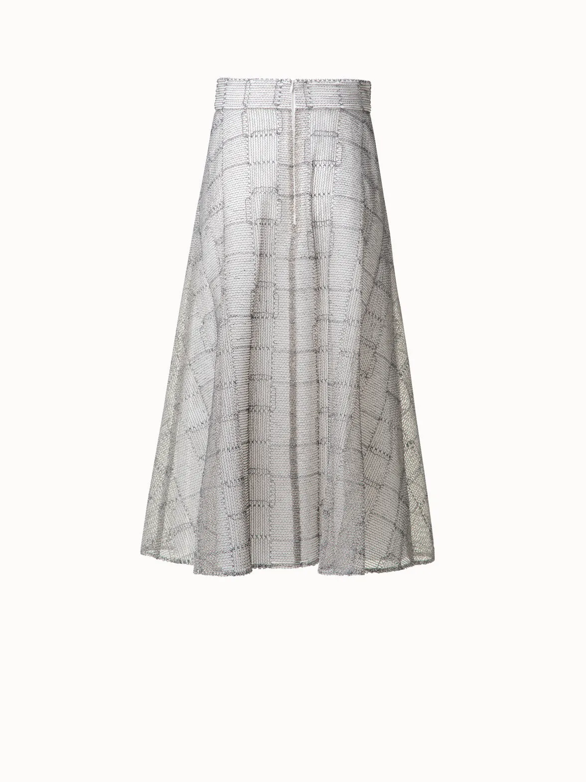 A-Line Square on Tulle Embroidery Midi Skirt