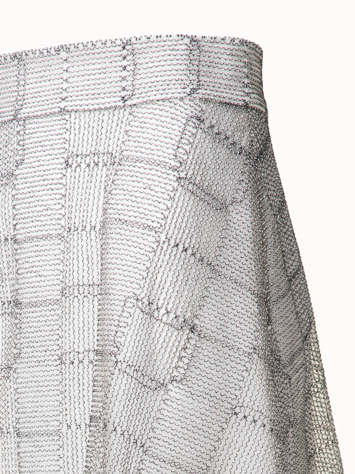 A-Line Square on Tulle Embroidery Midi Skirt