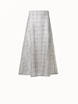 A-Line Square on Tulle Embroidery Midi Skirt