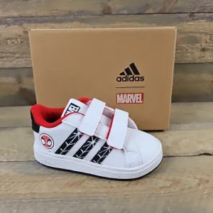adidas Grand Court X Marvel Spiderman Shoes Toddlers White Black Red